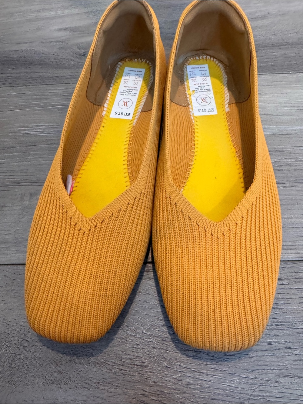 Women’s Knit Slip-On Flats in Mustard